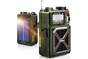 RYCHI Portable DAB/DAB+ & FM Radio with Bluetooth 5.3, Solar Radio, Rechargeable Hand Crank Radio with SOS, Flashlight, Earphone Jack, SD Card, USB,4000mAh Emergency Wind up Radio