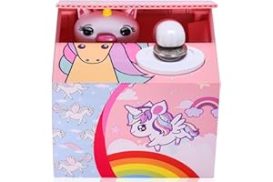 HMIL-U Piggy Bank, Money Box for Kids, Unicorns Money Banks for Money Saving, Coin Bank Automatic Stealing Money with English Speaking, for Kids
