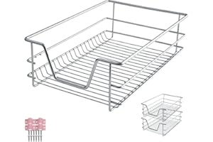 TecTake® Cajón Telescópico, Bandeja Extraible Armario, Rieles Extensibles, Organizador Cocina, Organizador Armario Cocina, Cajon Telescopico Cocina - 2 Cajones, Apto para armarios de 40 cm