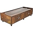 CASPIAN Engineered Wood Single Bed with Legs (Brown) | Portable & Compact Size | Multipurpose Divan Walnut Finish Bed | with Side & Upper Storage Box | Furniture for Home, Living Room & Bedroom