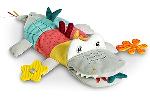 Fehn Marionnette Crocodile - Doudou avec hochet, Papier bruissant, Dentition et pouêt-pouêt - Jouet bébé Marionnette à Main - Jouet crépitant pour bébés et Jeunes Enfants à partir de 6+ Mois