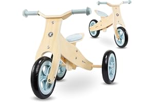 HyperMotion Drewniany Rowerek Trójkołowy dla Dziecka 18 m+, Dziecięcy Rowerek Biegowy 2w1 PERCY, Rowery dla Małych Dzieci, Rower Biegowy dla Chłopca Dziewczynki 2 lata, Regulowane Siedzisko