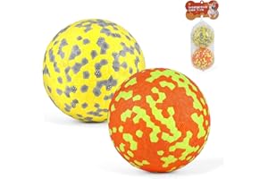 FONPOO Super elastyczna piłka do psa, zabawka dla psów niezniszczalna z najnowszych materiałów, Interaktywna zabawka wodna dla małych i średnich psów (Żółty+Pomarańczowy)