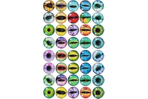 COHEALI 50Pcs Grand Oeil De Verre Animal Yeux Ronds 14Mm Cabochons Couverts d'oeil De Dragon en Verre Rond pour Poupée d'argile Faisant des Accessoires De Sculptures (Couleur Aléatoire)