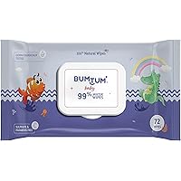 Bumtum Baby Gentle 99% Pure Water Soft Moisturizing Wet Wipes With Lid | Aloe Vera & Chamomile Extracts | Paraben & Sulfate F