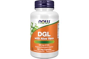 Now Foods, DGL with Aloe Vera (Racine de Réglisse), 100 Capsules végétaliennes, Testé en Laboratoire, Sans Gluten, Sans Soja, Végétarien