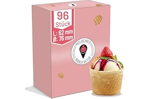 ‎MÜLHEIMER MANUFAKTUR MyNaschbar Waffelbecher VEGAN rund, 96 Stück, 150 ml, 62 mm lang, Ø76 mm – Knusprige Softeisbecher zum Befüllen – für Eis, Softeis oder als Backform für Muffin & Cupcakes