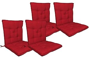 IL GRUPPONE PASSIONE CASA Set Cuscini Sedia Con Schienale Imbottiti Con Laccetti Banda Elastica Per Fissaggio Prodotto Italiano Sedie Poltrone Sdraio Reclinabili Cucina Giardino 40 x 80 Cm - Rosso - 4 Pezzi