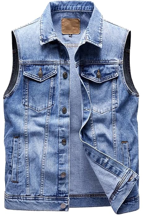 Gilet Di Jeans Uomo Senza Maniche - Motivo Teschio, Stile Motociclistico Punk, Bottoni Regolabili, Per Tempo Libero - Foto 2