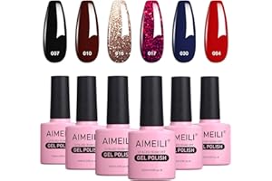 AIMEILI Soak Off UV LED Vernis à Ongles Gel Semi-Permanent Lot Color Mix/Multi-Colored Set Ensemble de Couleurs 6 X 10ml - Kit 21