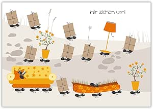 Carte Demenagement Humoristique Affichage Avec Lauter Petites Fleissigen Fourmis Nous Tirer Pour 4 Grusskarten Amazon Fr Fournitures De Bureau