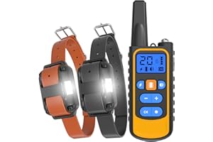 Meloive Collier de Dressage pour Deux Chiens,Collier Rechargeable avec Contrôle Manuel Portée 3000 Mètres,4 Modes d'Entraînement Choc Électrique/Sonore/Vibration/Lumière,IPX67 Résistant à l'eau