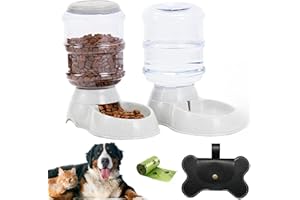 CAPANDIMARKET Comedero y Bebedero Automático para Perros y Gatos 3.7L,Comedero automático,Depósito de Agua extraíble,Libre de BPA,Fácil de Limpiar y Ensamblar,Comedero Perro,Incluye Portabolsas Perro y Bolsas Bio