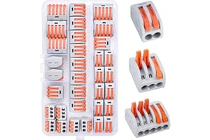 Preciva Conectores Eléctricos 33 Piezas Conectores de Cables Compactos con Palanca de Operación,2 Puertos 10 Piezas/3 Puertos 18 Piezas/5 Puertos 5 Piezas