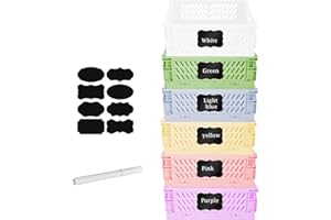 EURXLQ 6 Stück Klappkiste Klein Plastik 15×10×6cm,Mini Körbe Kunststoff Faltbox,Stapelbehälter Organizer für Faltbare Aufbewahrungskorb,Aufbewahrungsboxen Lagerkisten für Kinderzimmer,Küche,Arbeitszimmer