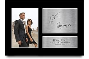 HWC Trading A4 Daniel Craig & Olga Kurylenko James Bond Quantum of Solice Cadeaux Imprimé Signé Autographe Photo pour les fans de cinéma - A4