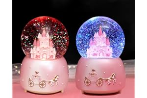 ITODA Sfera Di Cristallo Di Music Box Globo musicale con neve carillon rotante luce notturna palla automatica ornamento da tavolo per compleanno Natale Capodanno festa festival regali