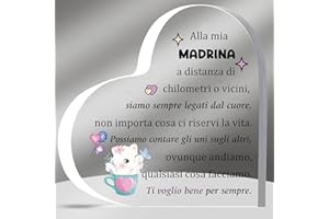 HZBLAZ Madrina Acrilico Placche Regali Festa della Madre Targhe e Cartelli Decorativi Apprezzare Regalo Comare Compleanno Cuore Segno Natale da Figliocci Gatto Amore Promemoria Ricordo
