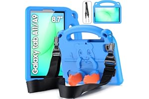 DUZZONA Funda Infantil para Samsung Galaxy Tab A11/A9 8.7 Pulgadas (2025/2023), Estuche Antigolpes con Asa, con Correa de Hombr, para Galaxy Tab A11/A9 8.7", Azul