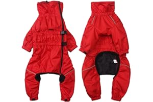 babepet 1/2 Trousers Suit Winter Coat for Dog,Dogs waterproof coat with legs and High collar,Fleece linner Dogs jumpersuit with Reflective strip for Puppies Small Medium Large Dog-Red-M