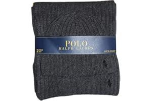 Polo Ralph Lauren Men's 2 Piece Set Hat & Scarf Navy Lambswool Blend