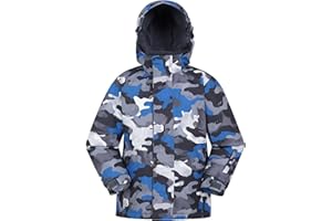 Mountain Warehouse Mogal Printed Kids Waterproof Ski Jacket - Zipped Pockets, Detachable Hood, Fleece Lined, Integrated Snowskirt -Best for Snowboarding, Winter Sports