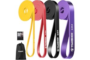 ‎TOMSHOO TOMSHOO Resistance Bands Set, 4/5 Stück Widerstandsbänder mit Aufbewahrungstasche, Griff, Türanker, Mehrere Widerstandsstufen Fitnessbänder Trainingsbänder für Krafttraining, Klimmzüge, mehr