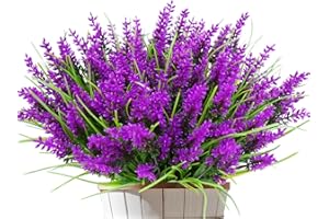 ‎KINISTY Kinisty 12 Bündel Kunstblumen wie Echt Künstliche Blumen Lavendel Outdoor Wetterfest Balkonpflanzen Frühling Plastikblumen Blumenstrauß für Draußen Balkonkasten Balkon Garten Deko