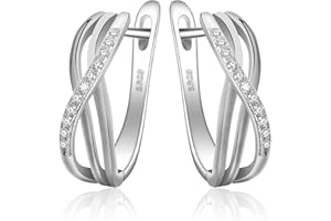 JewelryPalace Nieskończoność Węzeł Cyrkonia Rocznica Kolczyki koła Srebro 925 Kolczyki Huggie Hoop Sterling Silver Różowe złoto Złoto