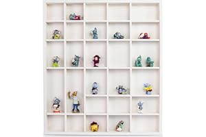 ‎LAUBLUST LAUBLUST Großer Setzkasten aus Holz für Sammelgegenstände - Holzregal mit 28 oder 51 Fächern für Sammelstücke - Schaukasten aus Massivholz - Weiß - FSC® (45 x 40 x 4 cm | L)