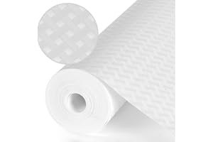 Origuuds Shelf Liners, Non-Adhesive Drawer Liner, Waterproof & Oil-Proof Kitchen Cabinet Cupboard Liner Plastic EVA Material BPA Free Fridge Liner Mats Paper Protector for Shelves (White/30cm x 150cm)