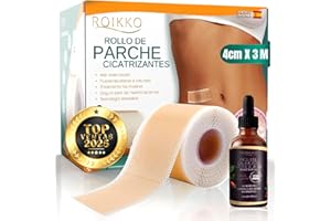 SUPER PACK ROIKKO® De Parches Cicatrizantes 4CM x 3M + Rosa Mosqueta Para Cicatrices PREMIUM | Tiritas Cicatrizantes | Silicone Scar Sheets | Parches Silicona Cicatrices
