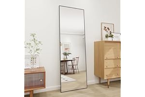 ‎BD-BAODE BD-Baode Ganzkörperspiegel 150 x 50 cm Standspiegel mit Haken HD Ganzkörperspiegel mit Metallrahmen für Schlafzimmer Badezimmer Wohnzimmer Rechteckiger Rechter Winkel(Schwarz)