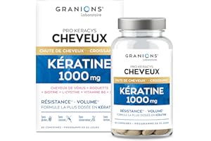 EA PHARMA GRANIONS PROKERACYS KERATINE 1000MG | Keratine + Biotine Cheveux Hautement Dosée | Biotine + Zinc + Vitamine B6 | Croissance, Résistance, Volume| Anti Chute de Cheveux Femme & Homme - 90 Comprimés