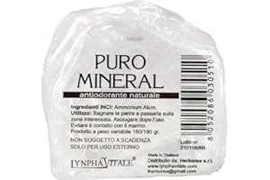 LYNPHA VITALE Deodorante naturale in allume di ammonio - Pietra Grezza Antiodorante 160/190 gr - Allume di potassio Puro Mineral - Deo Antiodore e Traspirante - Il Sale della Terra