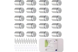 EXIN DECHEN 20 Sztuk Wsporników Dystansowych do Ściany ze Stali Nierdzewnej 19 x 25 mm - Śruby do Mocowania Tabliczek, Luster, Plakatów