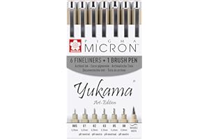 AETUHU Yukama®, penne per rifiniture Sakura Pigma Art Edition, 6 penne per rifiniture Pigma Micron e 1 penna a pennello Pigma Brush, di colore nero