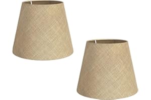 ledscom.de 2 Stück Lampenschirm, Leinen, Jute, Hanf, Textil, Stoff, natur-beige, 200mm Ø