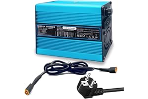 OOHRIJA Caricabatterie da 54,6 V 5 A per caricabatteria per batteria al litio da 48 V, caricabatteria da 48 V 5 A con esterno blu e connettore Anderson grigio da 50 A (HRH300-54.6V5AXT60MALEBL)