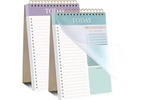 Thboxes 2 Pack To Do List Notepad, Undated Daily Planner A5 Spiral 104 Page To Do List Pad with Hourly Schedule Checklist for Work Study and Personal Oraganizer