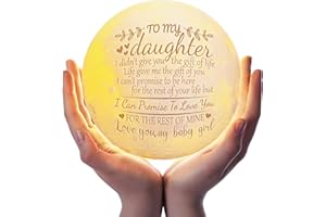 Funnli Daughter Gifts, Birthday Gifts for Daughter, Engraved Moon Lamp 3D Printed LED Moon Night Light with Wooden Stand Touch Control, Idea Graduation Christmas Gifts for Daughter (to My Daughter 3)