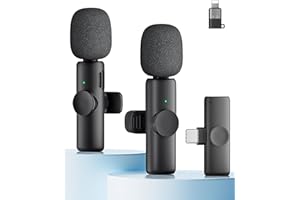 CZOCPOS Kabelloses Lavalier Mikrofon 2er Set, Mini Mikrofon für iPhone, iPad & Android Handy, Mikrofon Handy mit Geräuschunterdrückung, Plug & Play, ideal für Video, Podcast, YouTube, TikTok,Schwarz