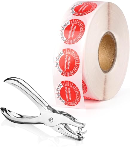 Prüfplakette „Nächster Prüftermin“ – Gelb, Ø 30 Mm, 18 Stück/Bogen, Für Innenbereich