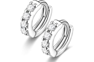 SILBERTALE Srebro wysokiej próby 925 cyrkonia koła kolczyki 5 mm 7 mm 8 mm 11 mm helix chrząstka kolczyki małe Huggie wiszące kolczyki śpiące na zawiasach e srebro wysokiej próby, colore: Srebrny, cod. SERSJ141W