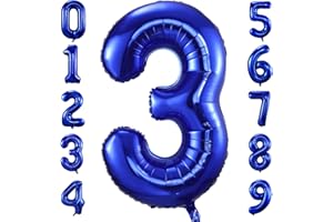 IEFOAH Navy Blue Number 3 Balloons,40" Giant Dark Blue 3rd Birthday Balloon Large Foil Mylar Number Digital Balloons for Birthday Party Graduation Baby Shower Anniversary Decorations (Navy Blue, Number 3)
