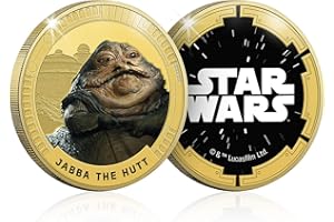 FANTASY CLUB IMPACTO COLECCIONABLES Star Wars Trilogía Original Episodios IV - Vi - Jabba - Moneda/Medalla Conmemorativa acuñada con baño en Oro 24 Quilates y Coloreada a 4 Colores - 44mm