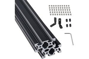 CNCMANS 2 Stück 1000mm 2040 Aluminiumprofil Extrusions V Typ Schwarz Europäischer Standard Eloxierte Linearschiene Aluminium Profil für 3D-Drucker und CNC-Maschinen