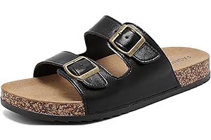 YUHITYGZGS Cork Footbed, Women Men Sandals with Adjustable Buckle Straps for Summer Beach Slip On Slippers Open Toe Slides Mules Outdoor Indoor