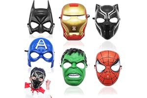 Hendpock Superhero Maske Party Kinder 6 Masken Cosplay Party Masken Dress Up Augenmasken Kinder Cosplay Thema Geburtstage für Mädchen Jungen Gastgeschenke Erwachsene Party Maskerade Halloween