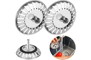 EHIOG 2PCS Tappo filtro per Lavello da Cucina, tappo di scarico per filtro addensato da cucina in acciaio inossidabile, filtro di scarico cucina (Diametro: 82mm)